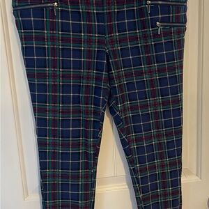 Torrid Plaid Skinny Pants Curvy- Blue and Red